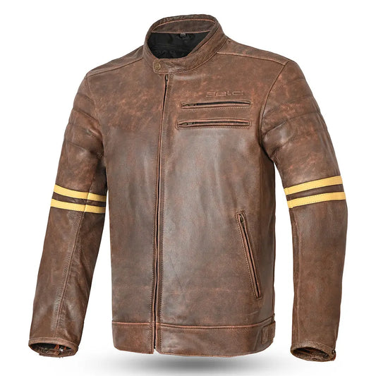 Giacca in pelle vintage marrone/beige Royal Rider 