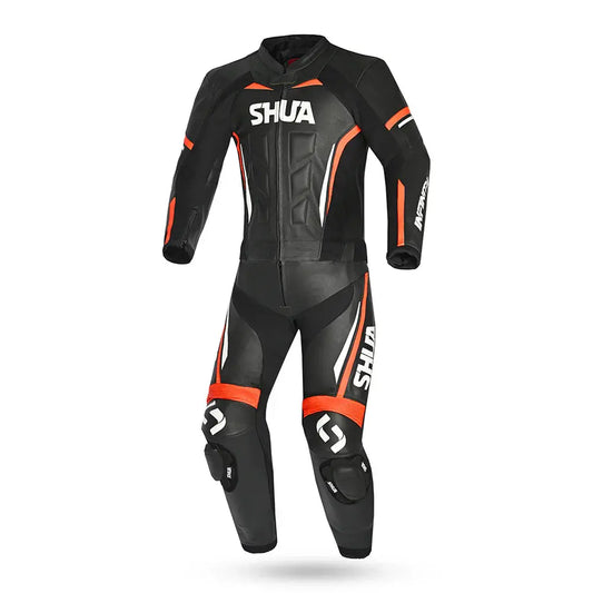 Shua Infinity Nero Arancia 2PC Tute da Moto in Pelle Uomo 