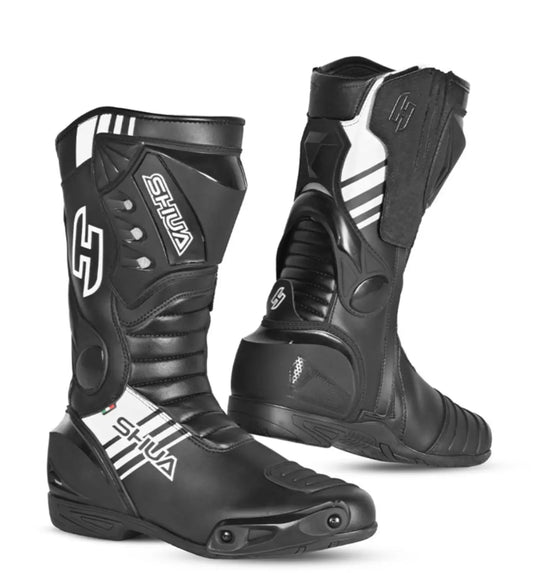Shua Super Tech Stivale moto corsa Pista Nero bianco 