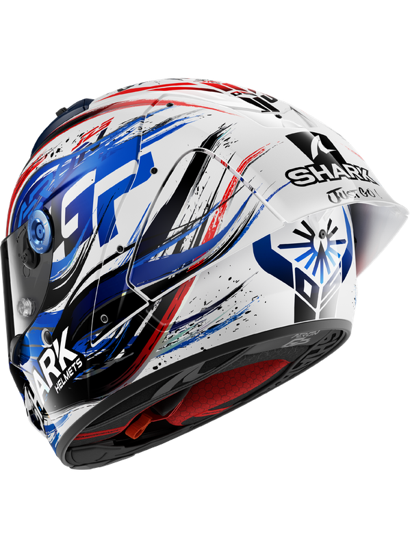 SHARK CASCO AERON-GP FIM RACING #1 RÉPLICA FIRMA ZARCO Blanco Negro Azul 