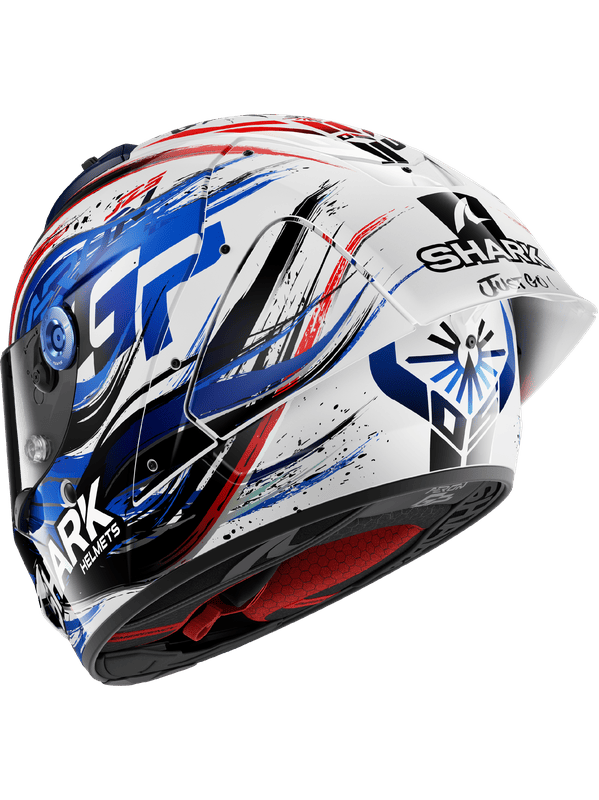 SHARK AERON-GP FIM RACING #1 REPLICA SIGNATURE ZARCO Caschi Bianco Nero Blu