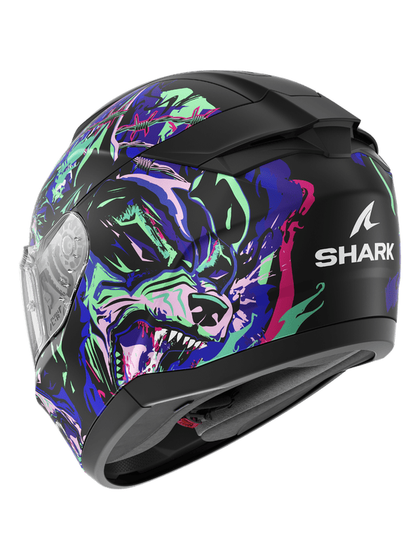 SHARK RIDILL 2 RAGING BEAST CASCHI INTEGRALI NERO OPACO VIOLA VERDE