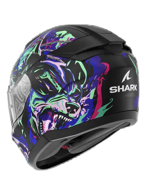 SHARK RIDILL 2 RAGING BEAST CASCHI INTEGRALI NERO OPACO VIOLA VERDE 