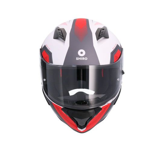 Shiro Hunter Sh-890 Mando  integrale  Casco Bianco opaco Rosso 