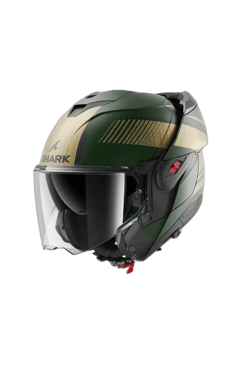 SHARK OXO SIEVE Modulare Caschi Verde Opaco Cromato Oro 