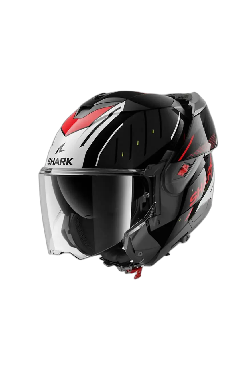 SHARK OXO RYDGER Modulare Flip Up Caschi Nero Argento Rosso 