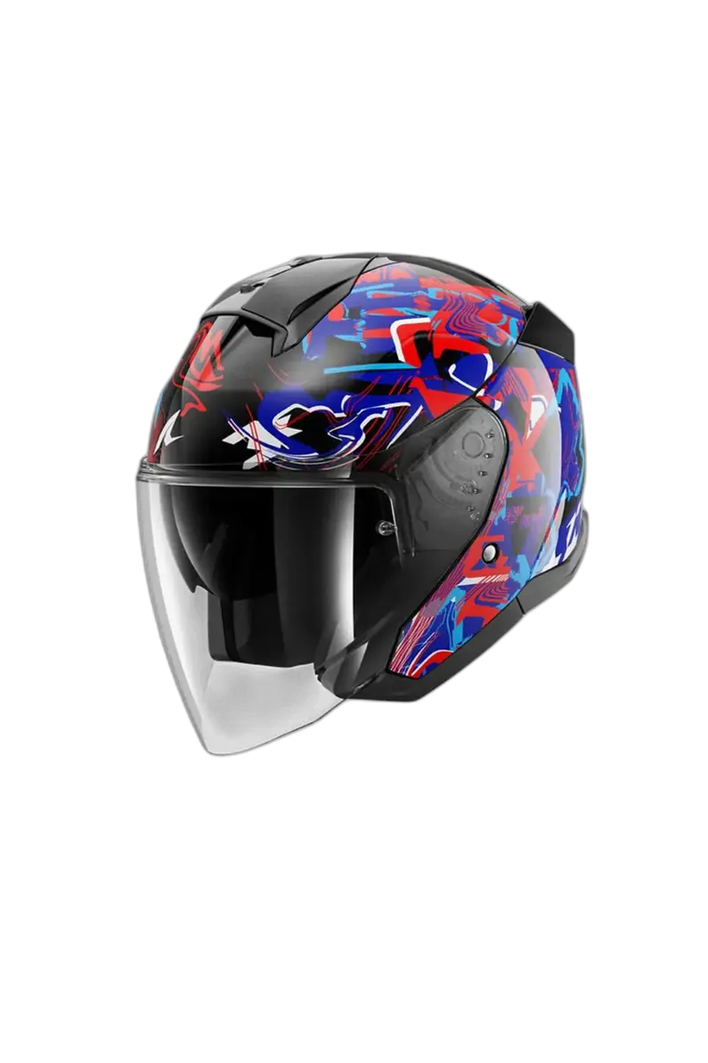 SHARK SKWAL PRANZ URBAN TOURING CASCHI JET NERO BLU ROSSO 