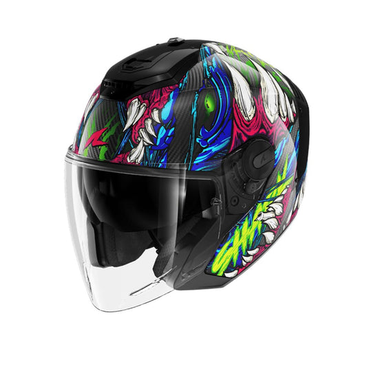 SHARK RS JET CARBON SHAYTAN CASCHI JET NERO VERDE VIOLA