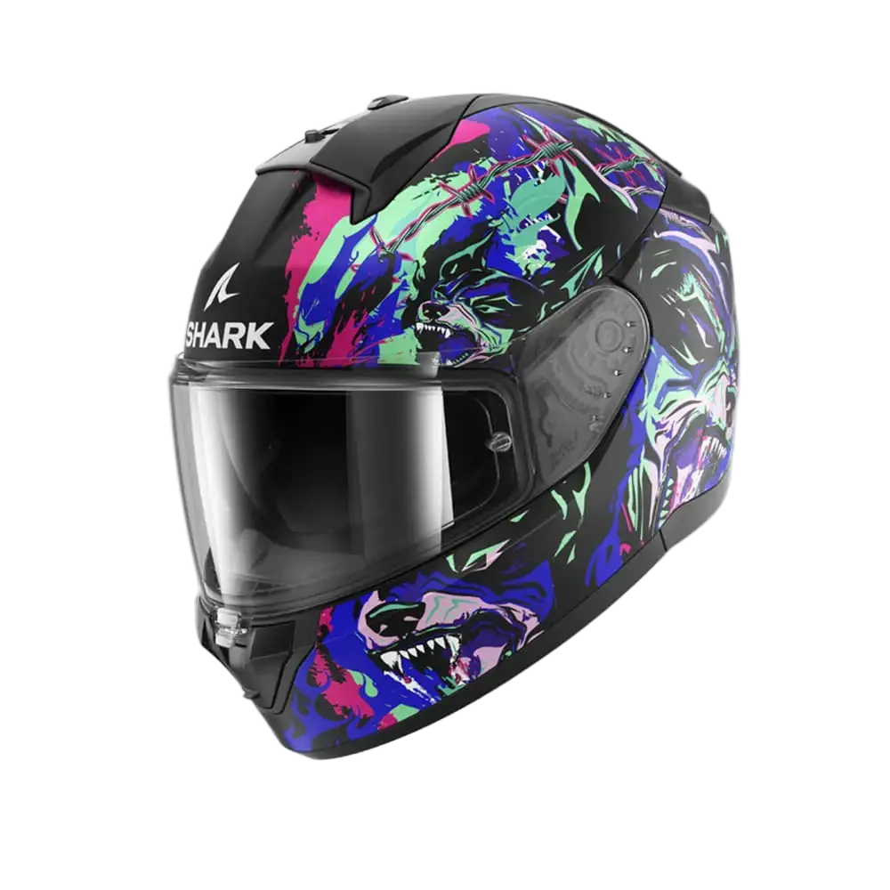 SHARK RIDILL 2 RAGING BEAST CASCHI INTEGRALI NERO OPACO VIOLA VERDE 