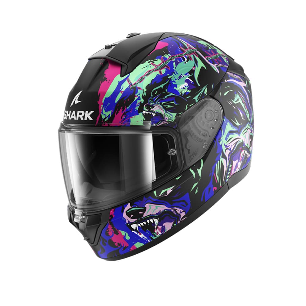 SHARK RIDILL 2 RAGING BEAST CASCHI INTEGRALI NERO OPACO VIOLA VERDE