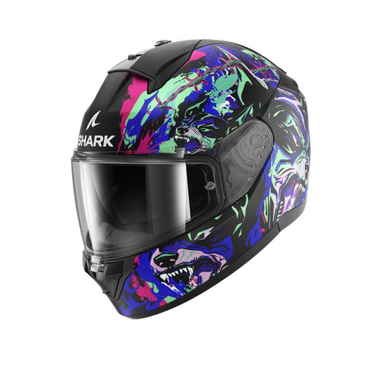 SHARK RIDILL 2 RAGING BEAST CASCHI INTEGRALI NERO OPACO VIOLA VERDE