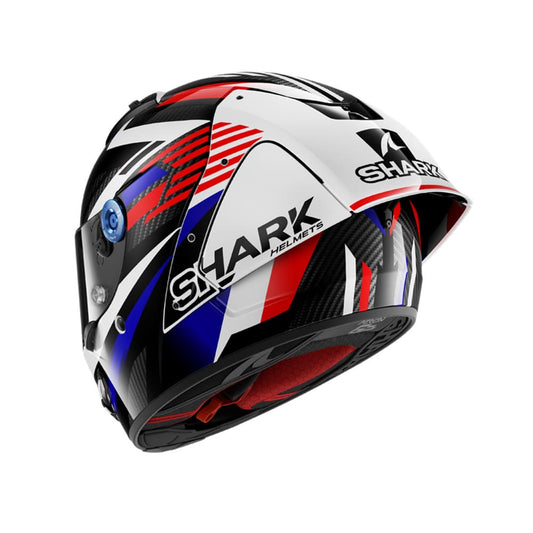SHARK AERON-GP FIM RACING #1 FIRSTLAP Carbonio Integrale Caschi Blu Rosso