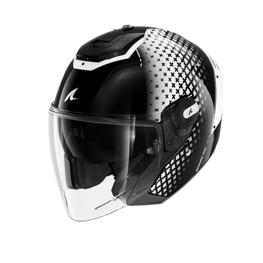 SHARK Rs Jet Stride Moto Aperta Caschi Nero Bianco 
