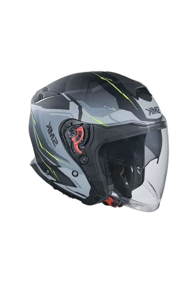 SMK GTJ ESCAPE MA264 Moto Caschi Jet Opaco Nero Grigio 
