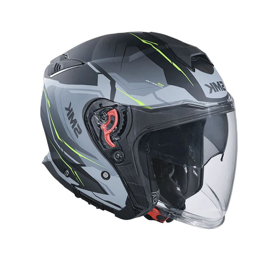 SMK GTJ ESCAPE MA264 MOTO CASCHI JET OPACO NERO GRIGIO 