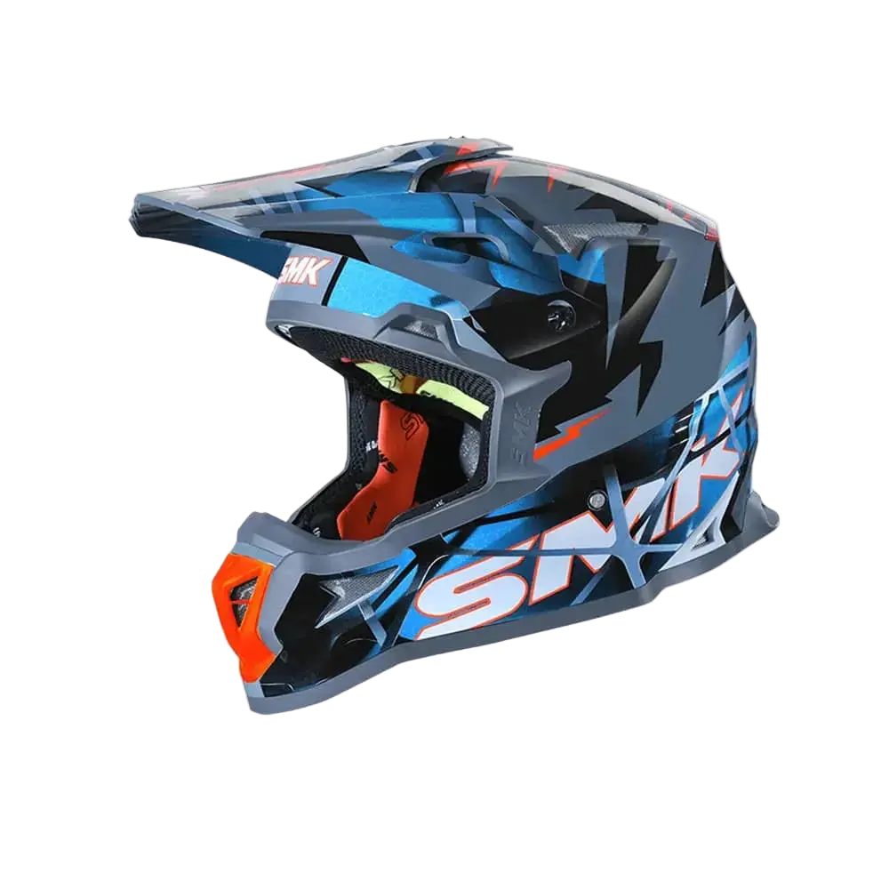 SMK ALLTERRA FULMINE GL651 Moto Cross Caschi Nero Grigio Blu 