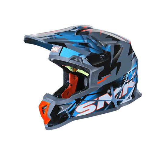 SMK ALLTERRA FULMINE GL651 MOTO CROSS CASCHI NERO GRIGIO BLU 