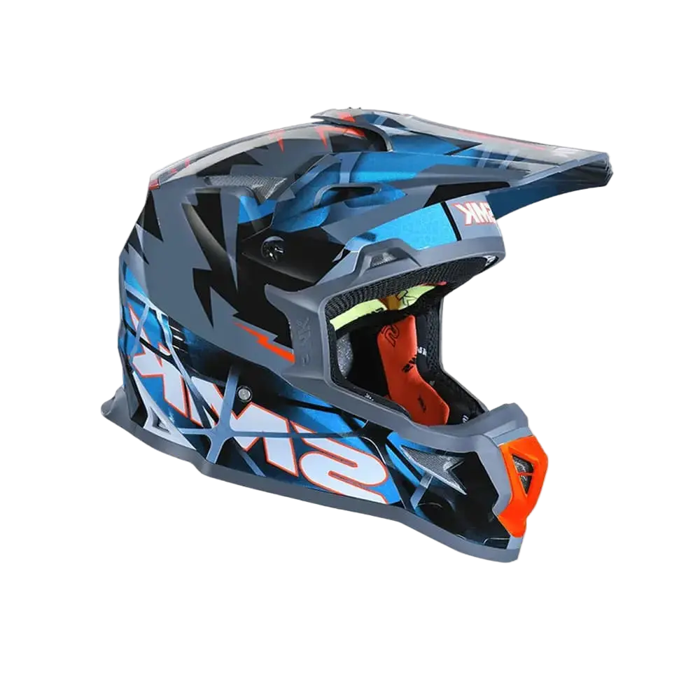 SMK ALLTERRA FULMINE GL651 Moto Cross Caschi Nero Grigio Blu 