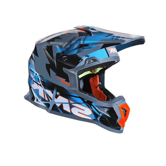 SMK ALLTERRA FULMINE GL651 MOTO CROSS CASCHI NERO GRIGIO BLU 
