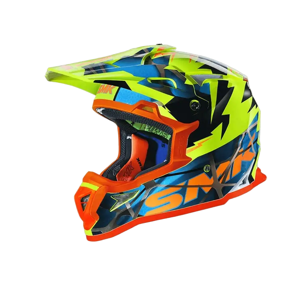 SMK ALLTERRA FULMINE GL457 Moto Cross Caschi Giallo Flou Blu Arancione 