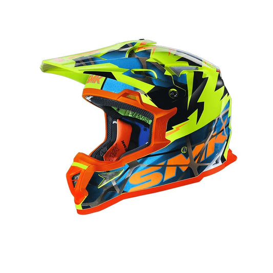 SMK ALLTERRA FULMINE GL651 MOTO CROSS CASCHI GIALLO FLOU BLU ARANCIONE