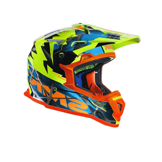 SMK ALLTERRA FULMINE GL651 MOTO CROSS CASCHI GIALLO FLOU BLU ARANCIONE