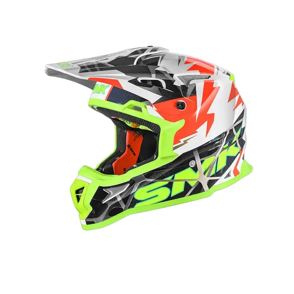 SMK ALLTERRA FULMINE GL174 Moto Cross Caschi Bianco Rosso Giallo Flou 