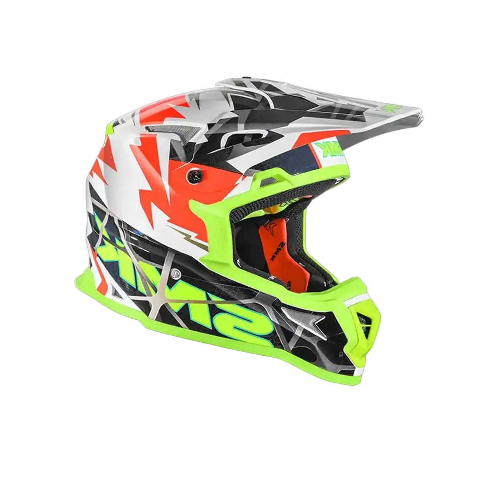 SMK ALLTERRA FULMINE GL174 Moto Cross Caschi Bianco Rosso Giallo Flou 