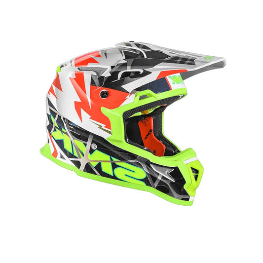 SMK ALLTERRA FULMINE GL174 MOTO CROSS CASCHI BIANCO ROSSO GIALLO FLOU