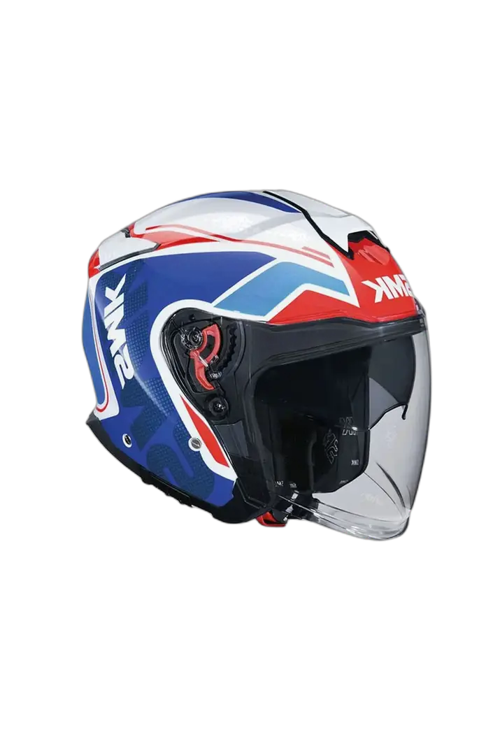 SMK GTJ TOURER GL135 Moto Caschi Jet Urban Blu Bianco 