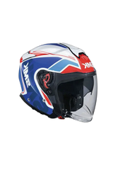SMK GTJ TOURER GL135 Moto Caschi Jet Urban Blu Bianco 
