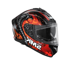 SMK TYPHOON REPTILE GL273 MOTO INTEGRALE CASCHI NERO ROSSO