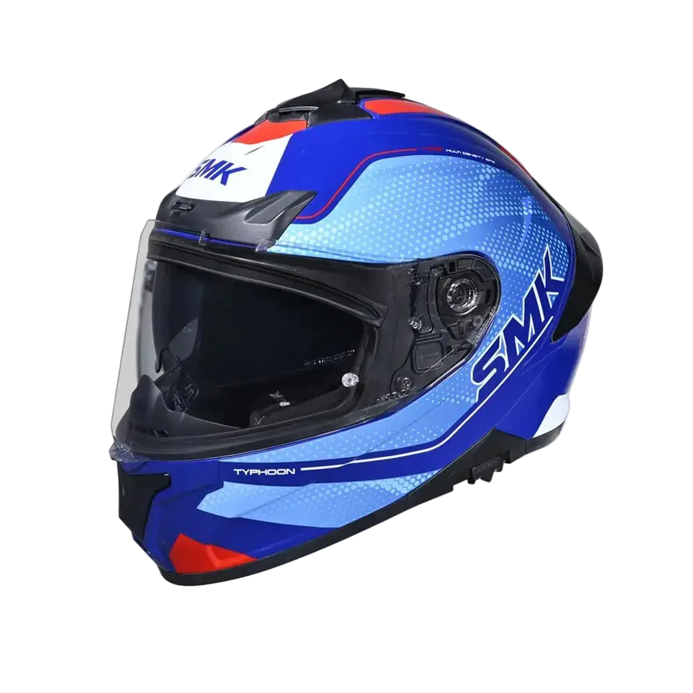 SMK TYPHOON MA553 Moto Integrali Caschi Opaco Blu Rosso Bianco 