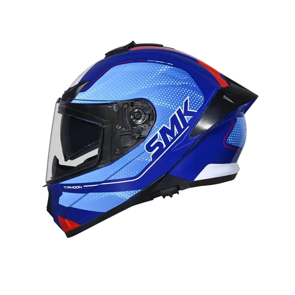 SMK TYPHOON MA553 Moto Integrali Caschi Opaco Blu Rosso Bianco 