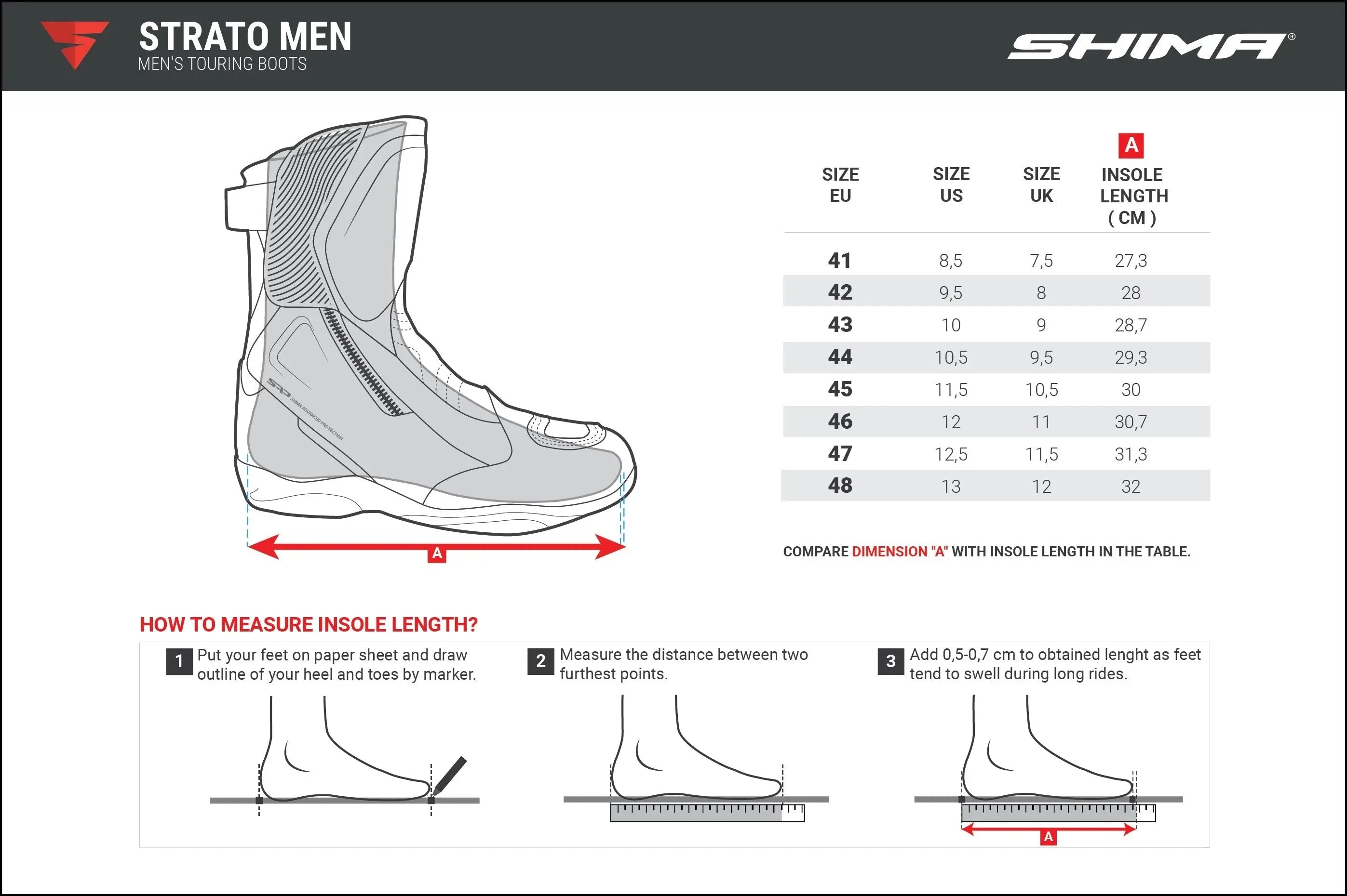 SHIMA STIVALI STRATO UOMO MOTOCICLO NERO ROSSO 