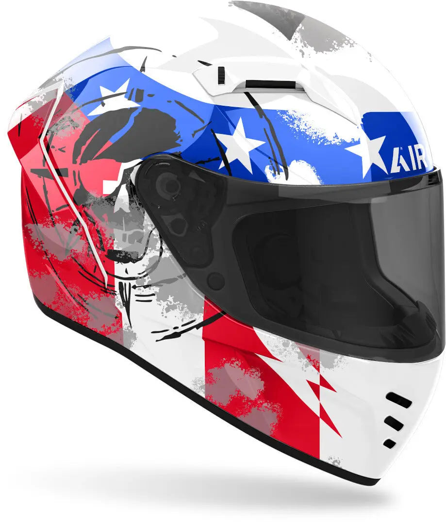 AIROH CONNOR NATION Moto Integrale Caschi Bianco Rosso Blu 
