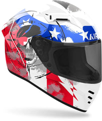 AIROH CONNOR NATION Moto Integrale Caschi Bianco Rosso Blu 