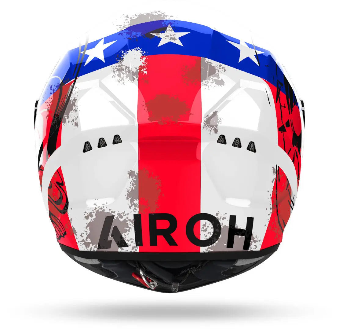 AIROH CONNOR NATION Moto Integrale Caschi Bianco Rosso Blu 