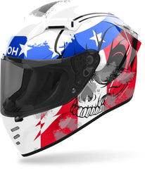 AIROH CONNOR NATION Moto Integrale Caschi Bianco Rosso Blu 