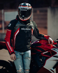 Bela Cordaniel Giacca moto - Nera/Grigio scuro/Rosso shoot 1