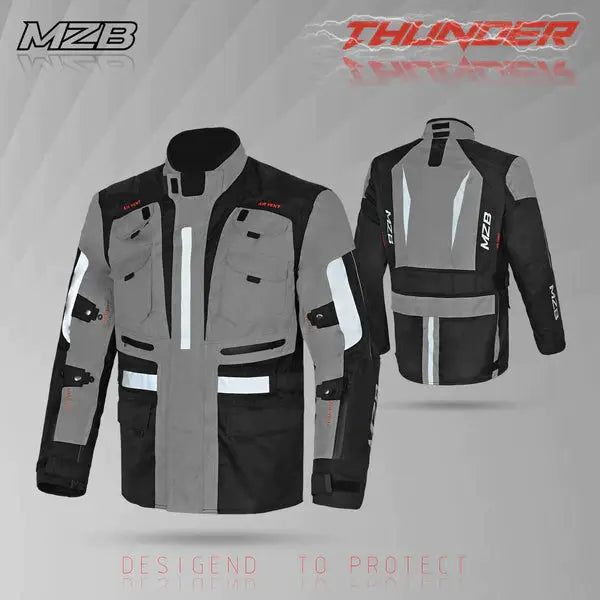 MZB Thunder Giacca da moto impermeabile Donna Nero Grigio shoot