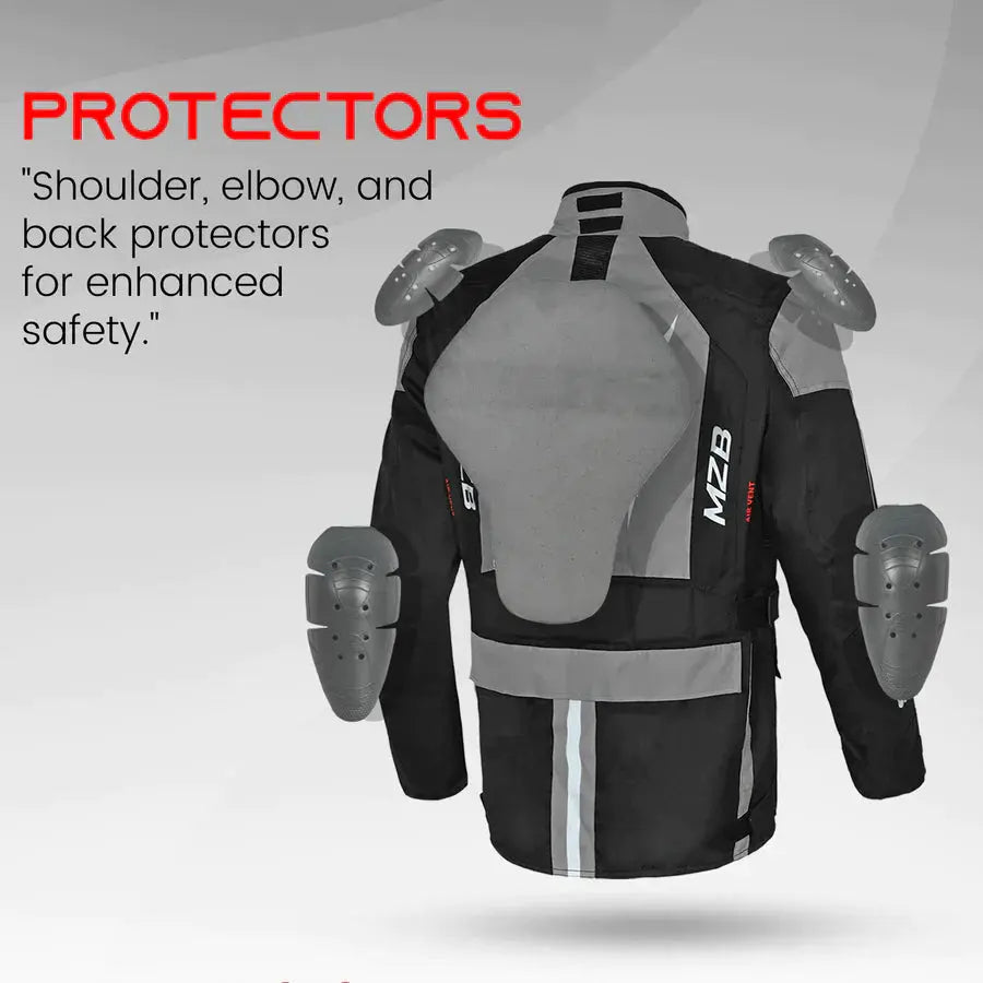 MZB Thunder Giacca da moto impermeabile Donna Nero Grigio back view 