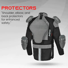 MZB Thunder Giacca da moto impermeabile Donna Nero Grigio back view 