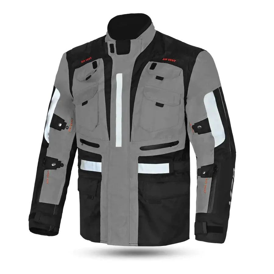 MZB Thunder Giacca da moto impermeabile Donna Nero Grigio front