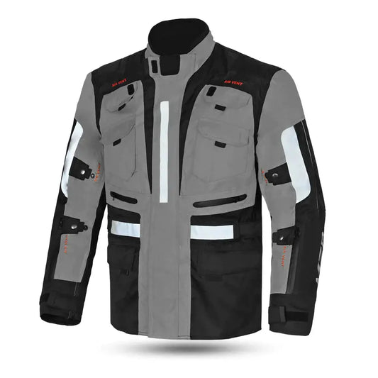 MZB Thunder Giacca da moto impermeabile Donna Nero Grigio front