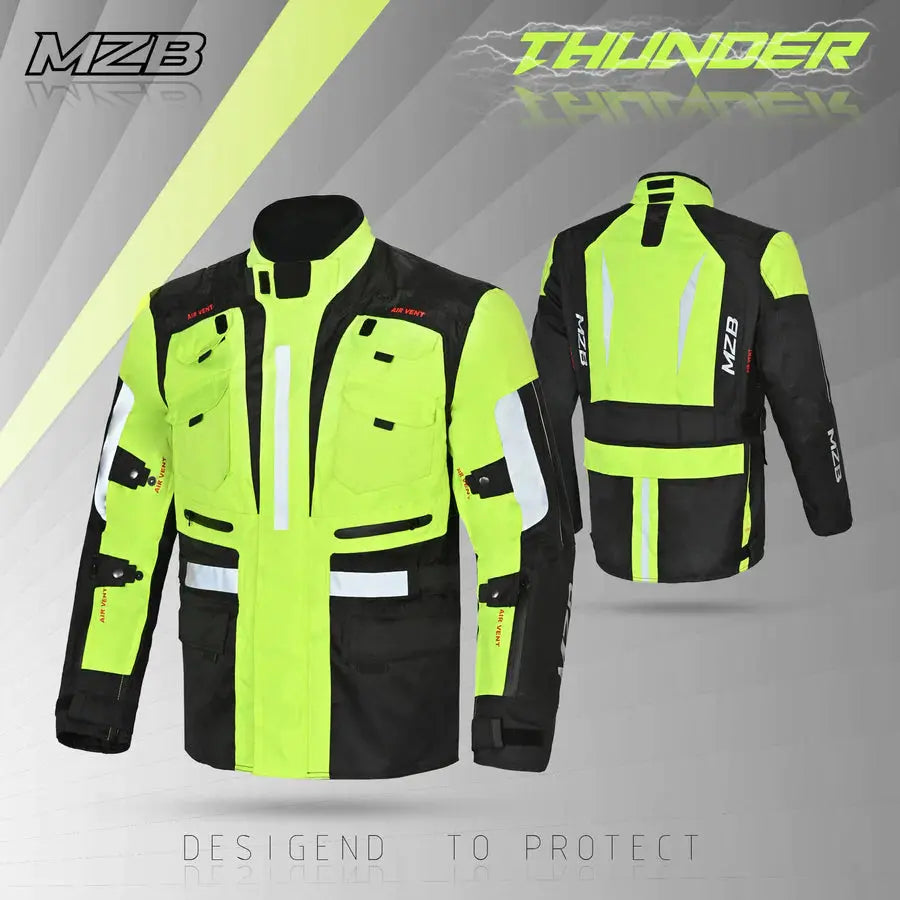 MZB Thunder Giacca da moto impermeabile Uomo Nero Flu  shoot 1