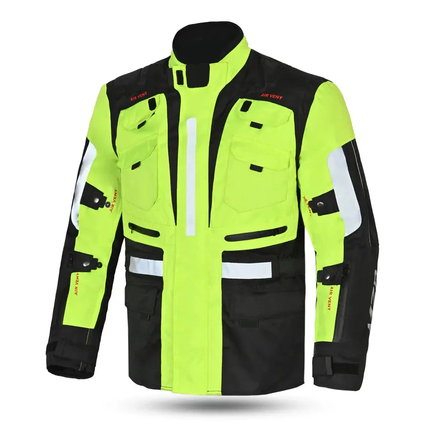 MZB Thunder Giacca da moto impermeabile Uomo Nero Flu front
