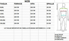 MZB Thunder Giacca da moto impermeabile Uomo Nero Flu size chart