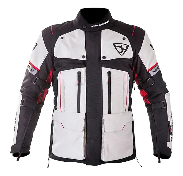 MUGENRACE T-UNO Moto Tessile Giacca Grigio Chiaro Nero Rosso 