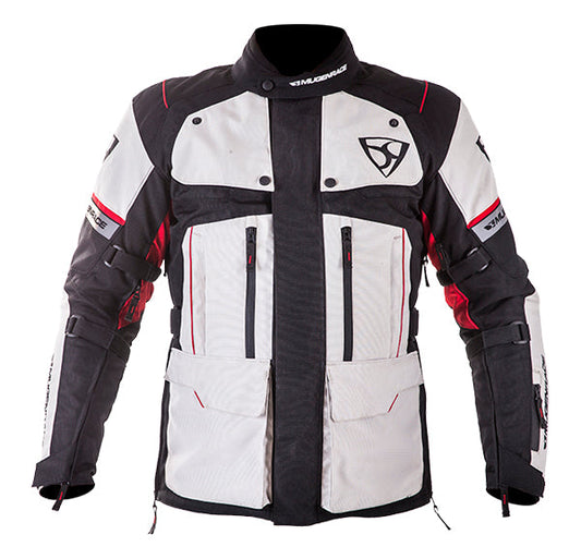 MUGENRACE T-UNO Moto Tessile Giacca Grigio Chiaro Nero Rosso